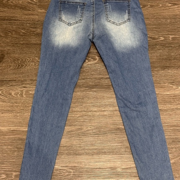 High waisted Distressed Blue Jeans - Picture 2 of 2